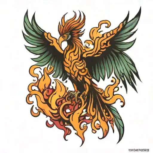 Phoenix Rising From Flames