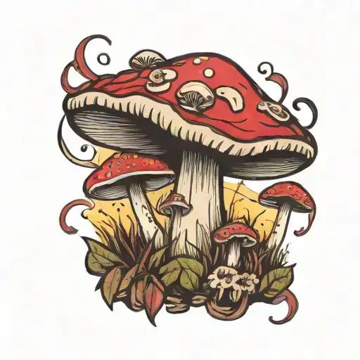 Psychodelic Tattoo Mushroom Sunset