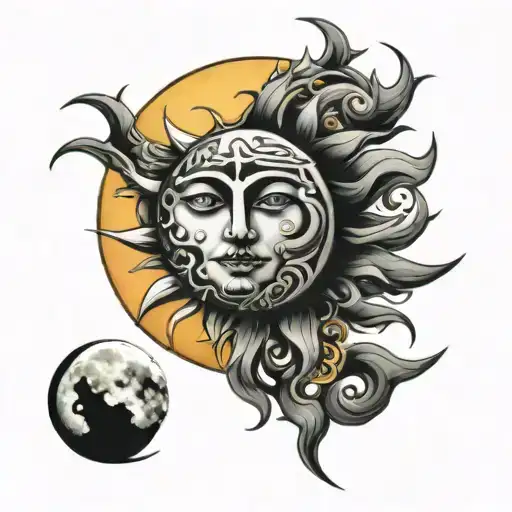 Men's Tattoo Sun And Moon