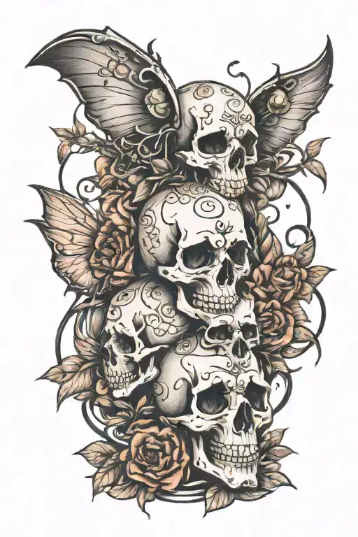 Skulls And Fairy Sitting On Top
