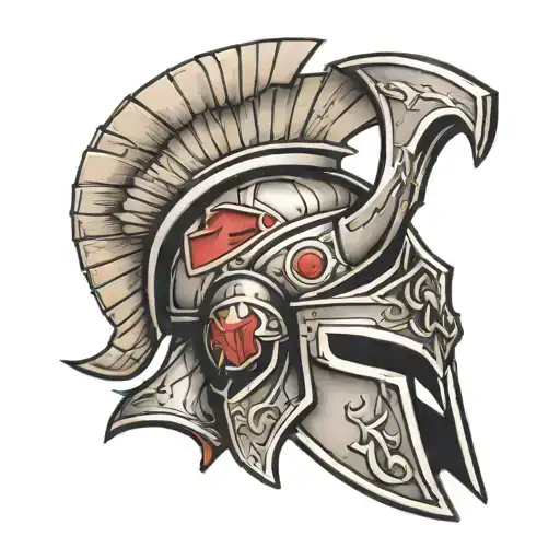 Spartan Helmet Surrounded By Stone