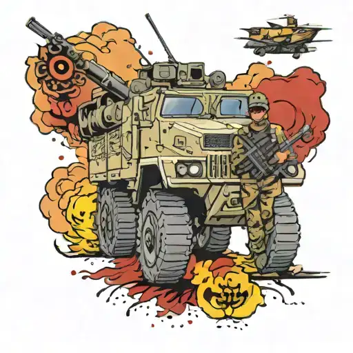 Pantsir S-1 Against The Background Of A Soldier With A Machine Gun