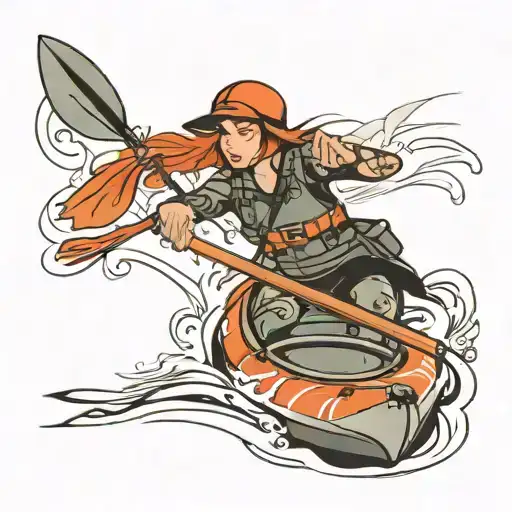 Black Widow Kayaker Conquering A Challenging River