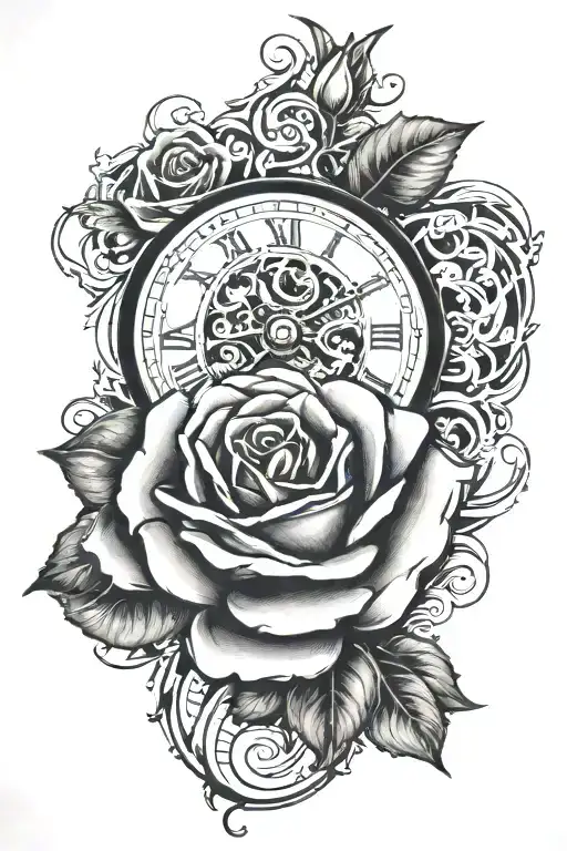 Birth Clock Face And Rose Growing