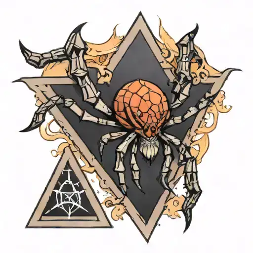 Tattoo On The Chest Of A Triangle With A Spider