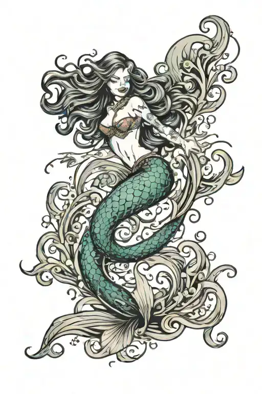 Mermaid Diving Into The Crazy Wavy Sea