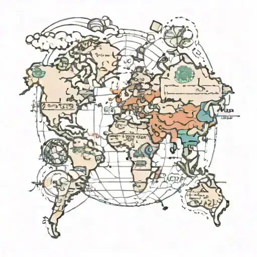 World Map With Baseball Stitches Marking Travel Destinations