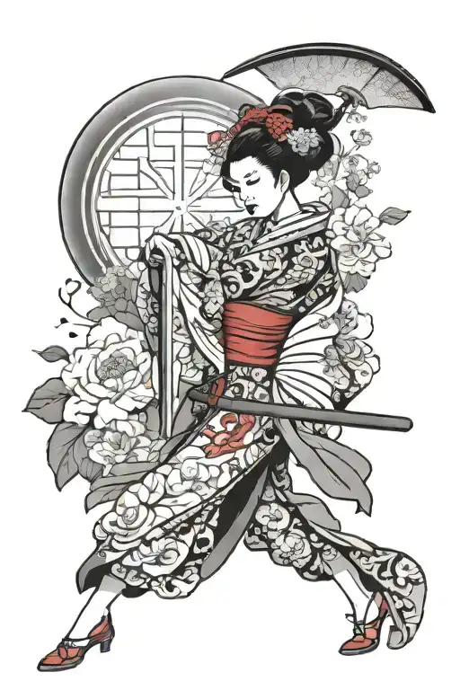 Geisha Holding A Katana