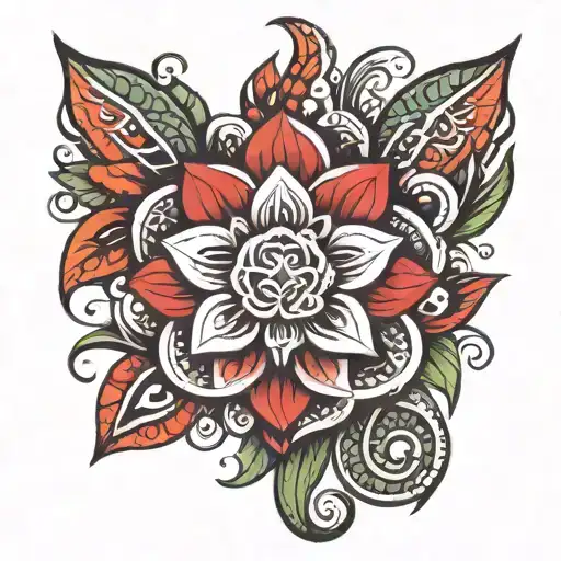 Neo Tribal Style And In The Middle A Plant Or Flower