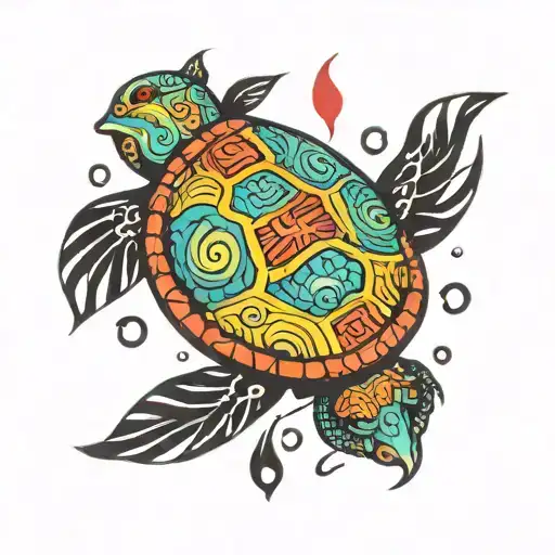 Rainbow Semicolon Turtle Surrounded