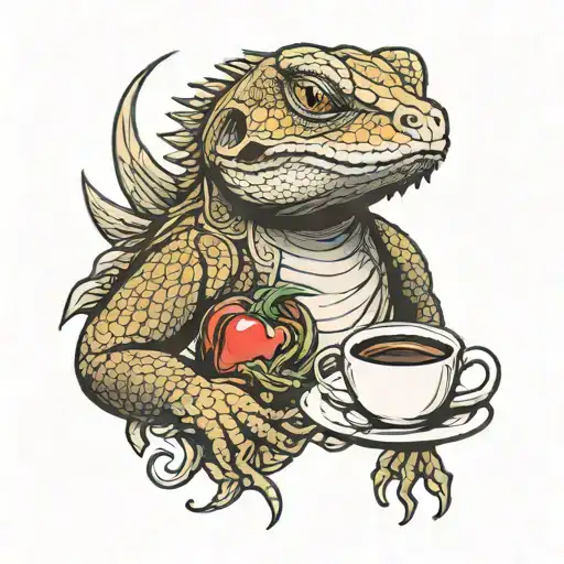 Bearded Dragon Coffee And Peppers