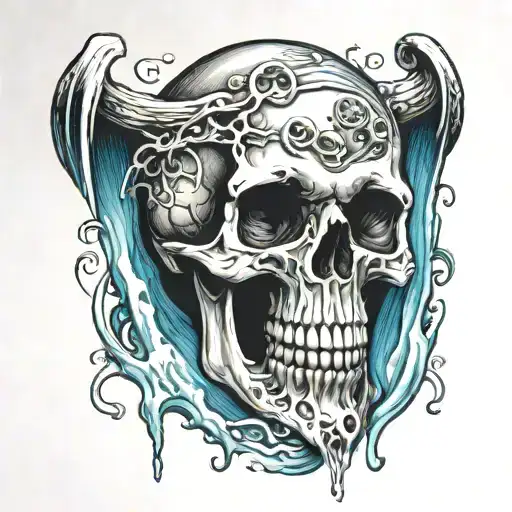 Skull With Waterfall Coming Out Of Mouth