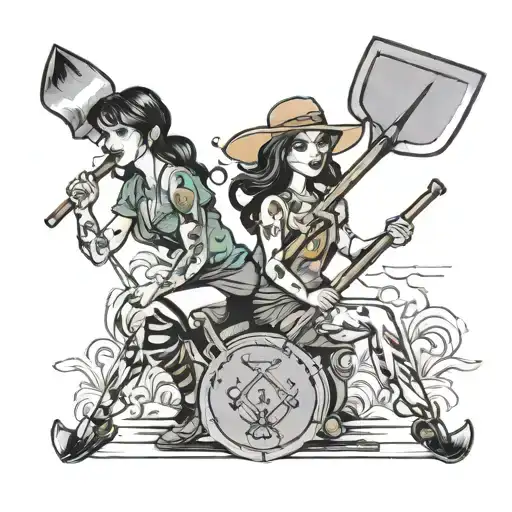 Mary Anne And Wanda With Shovels