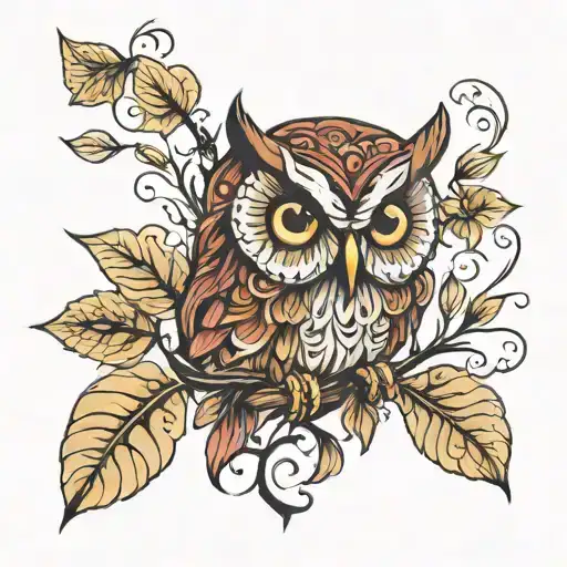 Owl Leaves And Stem