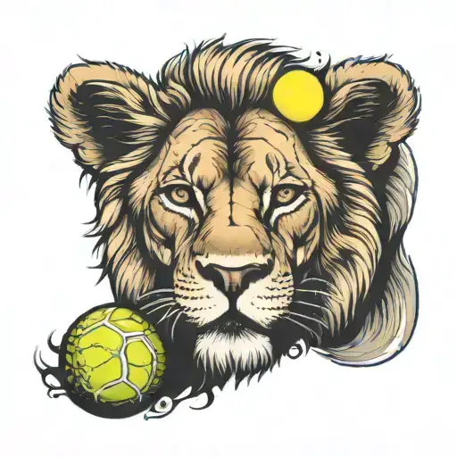 Lion With A Tennis Ball