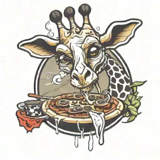 Jiraffe Cooking A Pizza Cartoon
