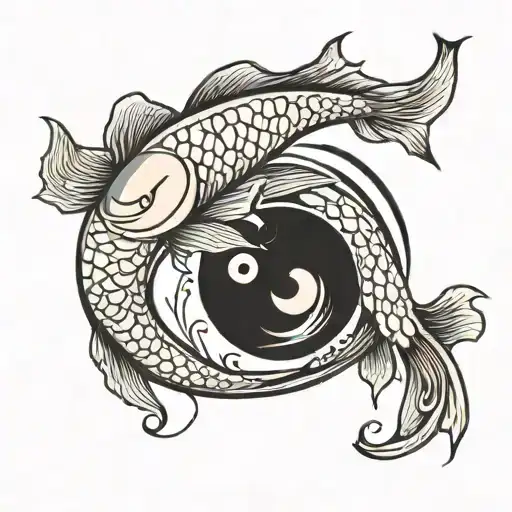 Two Fish Swimming Around Each Other In A Yin Yang Pattern