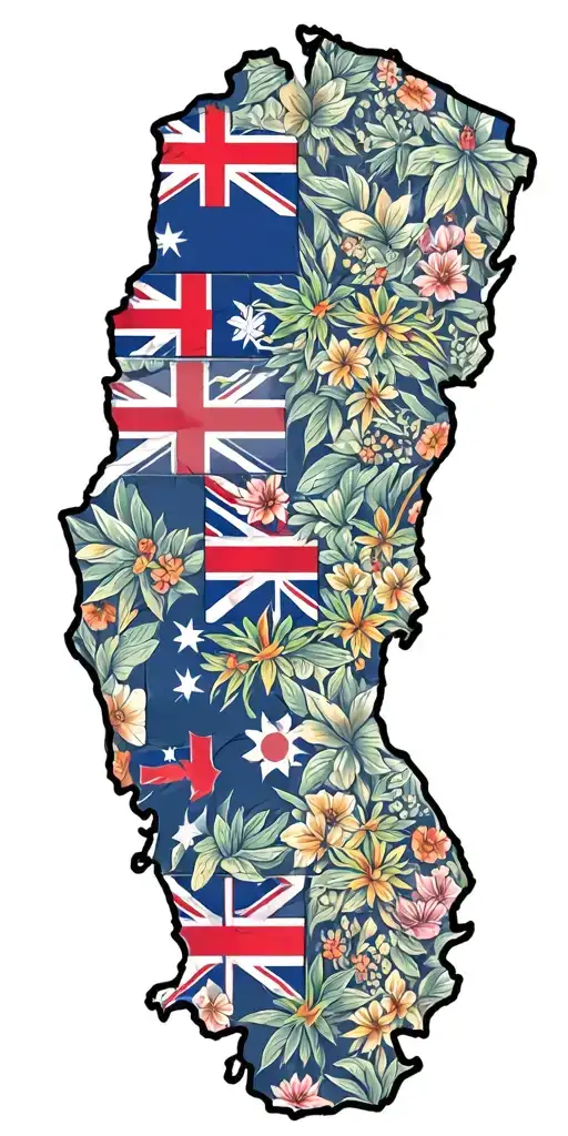 Australian Country Outline Filled With Flag
