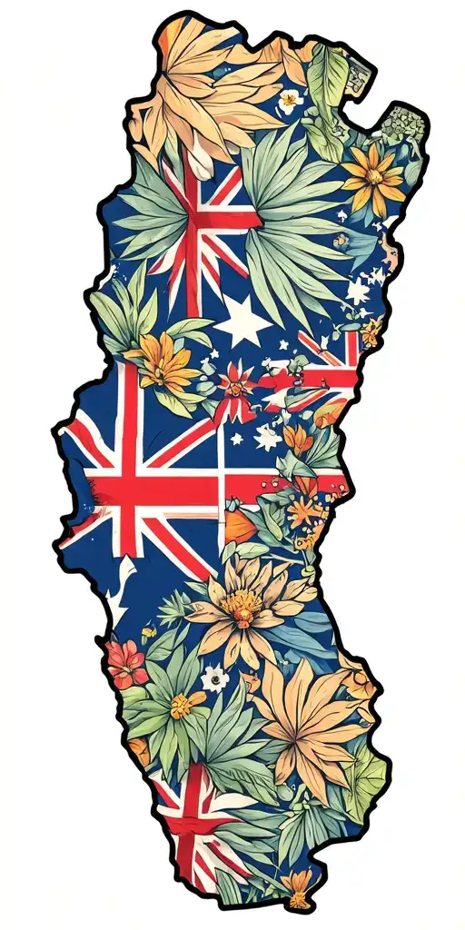 Australian Country Outline Filled With Flag