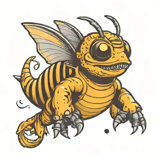 Dinosaur Flying A Bumblebee Cute