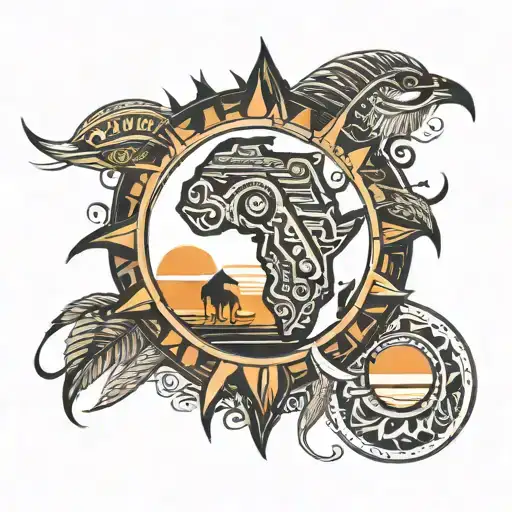 African Tribal Sunrise Integrated