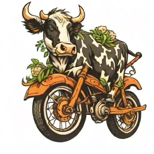 Cow On A Bike