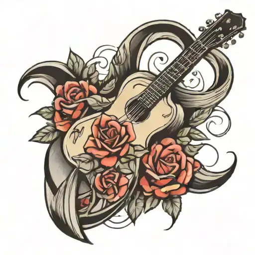Guitar With Roses And Cross