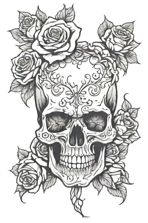 Skull With Roses