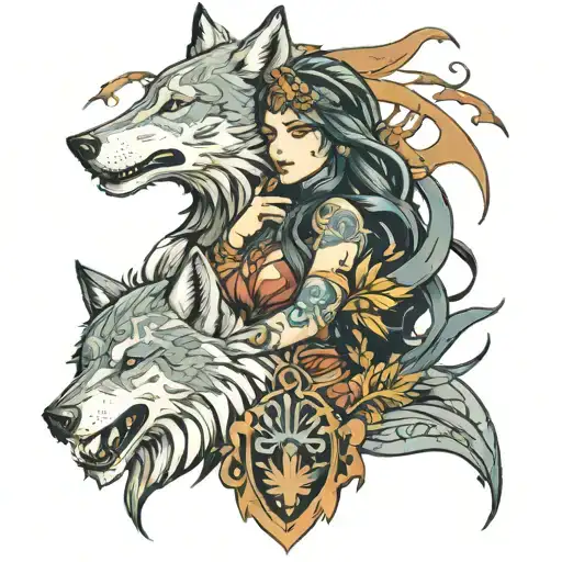 Valkiria With Wolf