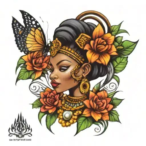 African Queen Tattoo Design