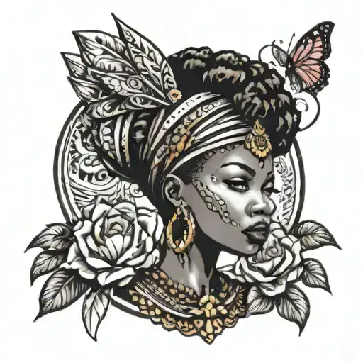 African Queen Tattoo Design