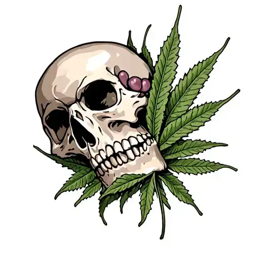 Skull And Weed Leaf