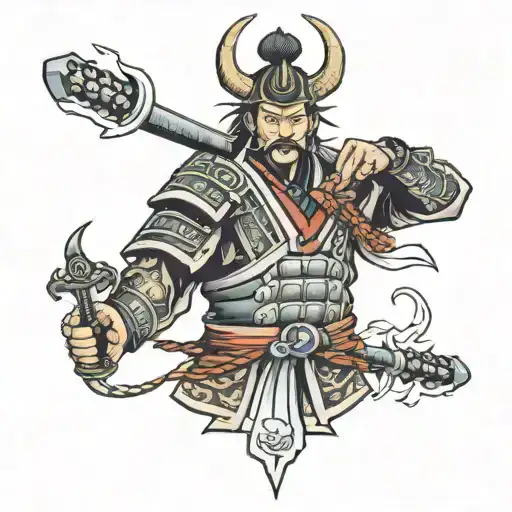 Samurai And Pagoda Chest