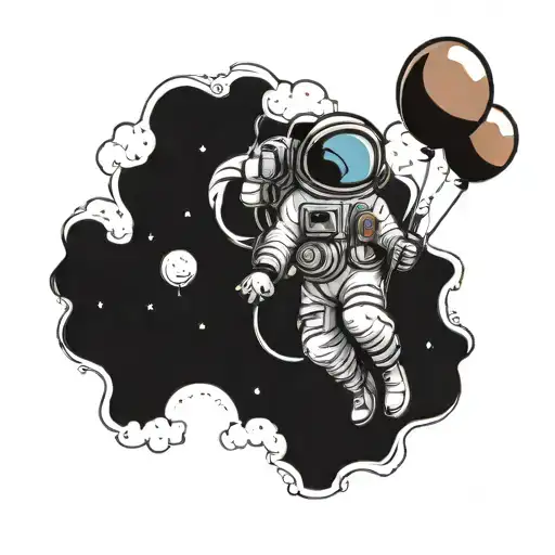 Astronaut Holding Balloons