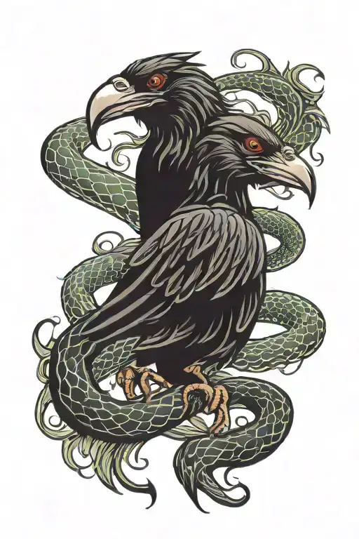 Crow Fighting Snake