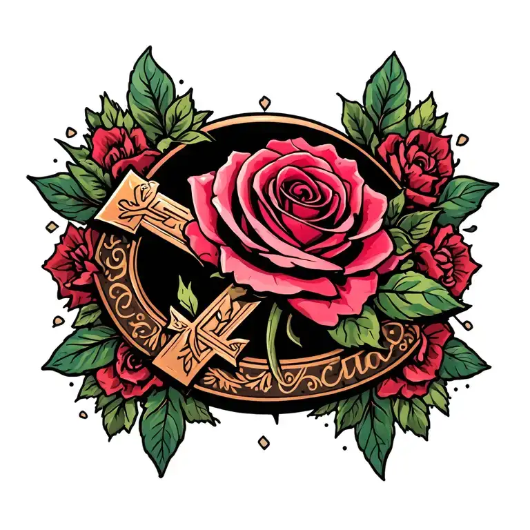 Rose And Cross Surrounded
