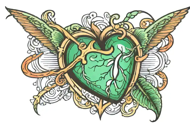 Heartbeat Line With Green Heart