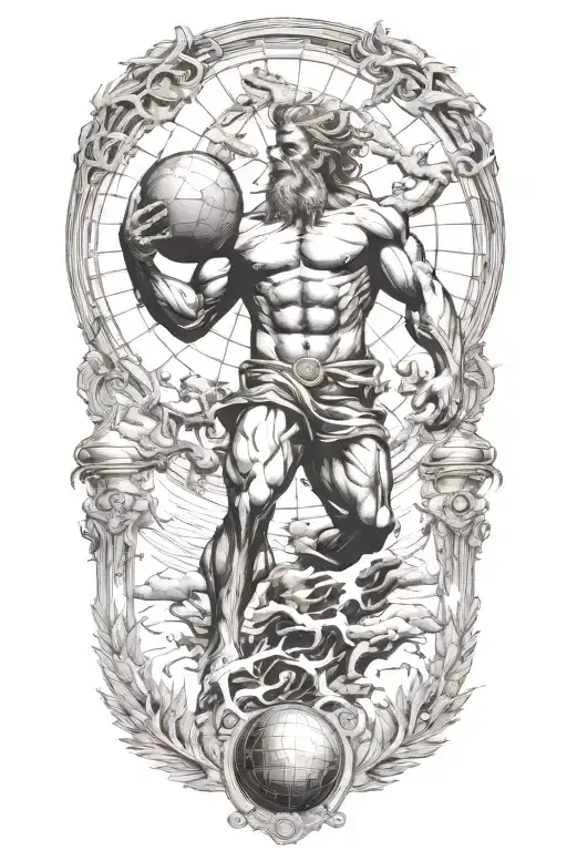 Atlas Holding World With Trees In Background