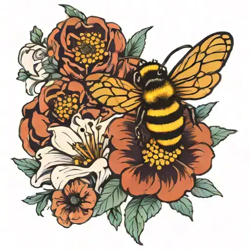 Flowers With A Bee Above