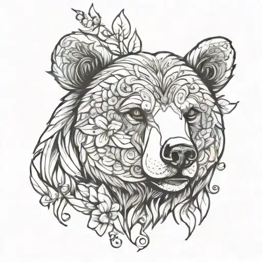 Bear Face With Fauna