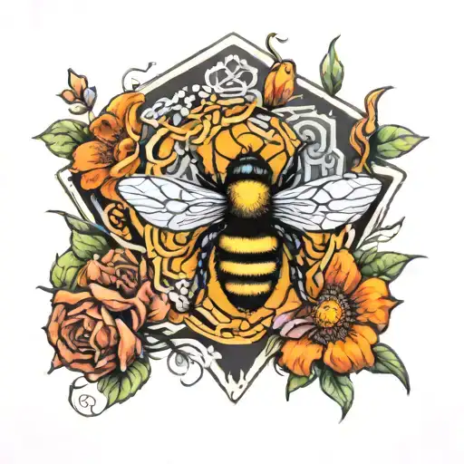 Flowers With A Bee Above And A D20