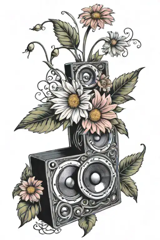 Gerbera Daisy Speakers Blasting Music
