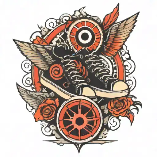 Flying Shoe With Sharingan In Background