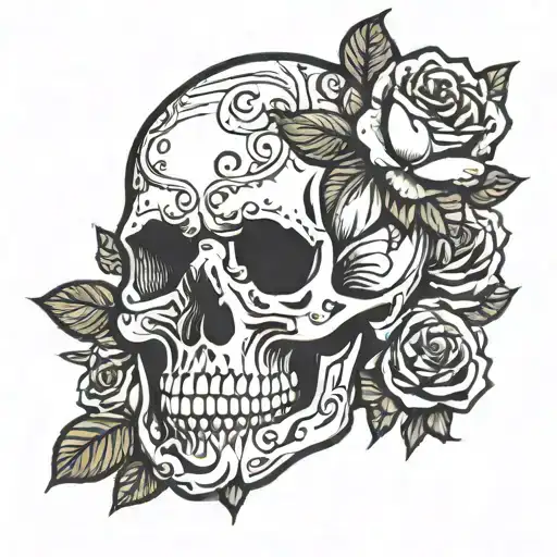 Roses Coming Out Of Skull