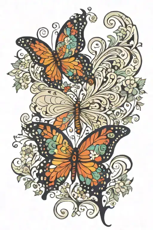 Butterfly Made Out Of Paisley And Floral Patterns