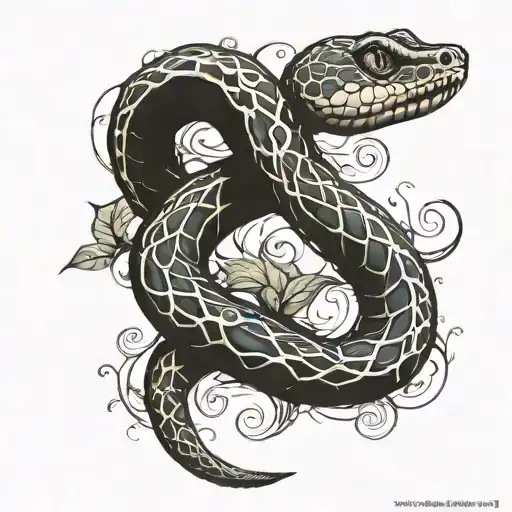 Double Headed Snake Slithering Up Spine Starting From Tailbone Up To Below Neck