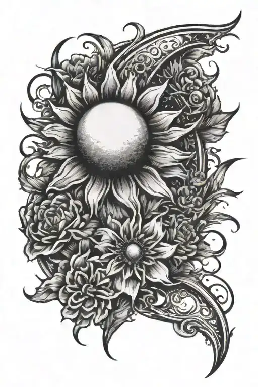 Mens Sleeve W Sun And Flowers