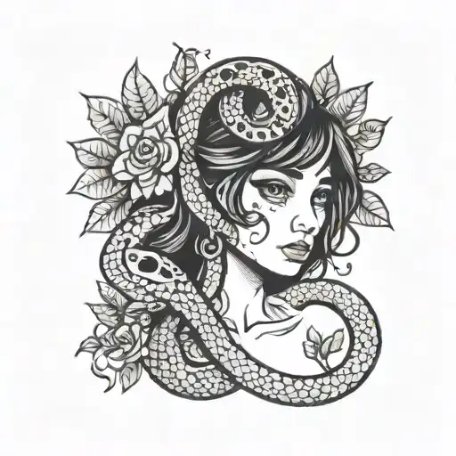 Mowgli And The Snake With Flowers