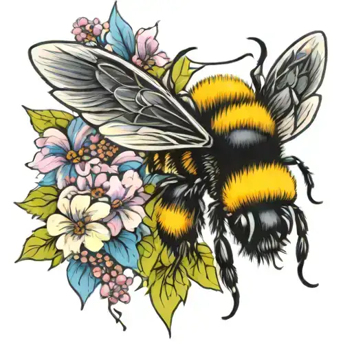 Bumble Bee And Flowers
