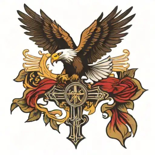 Cross With Eagle Holding It In The Middle Of The Chesy